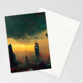 Flying to the Infinite City Stationery Card