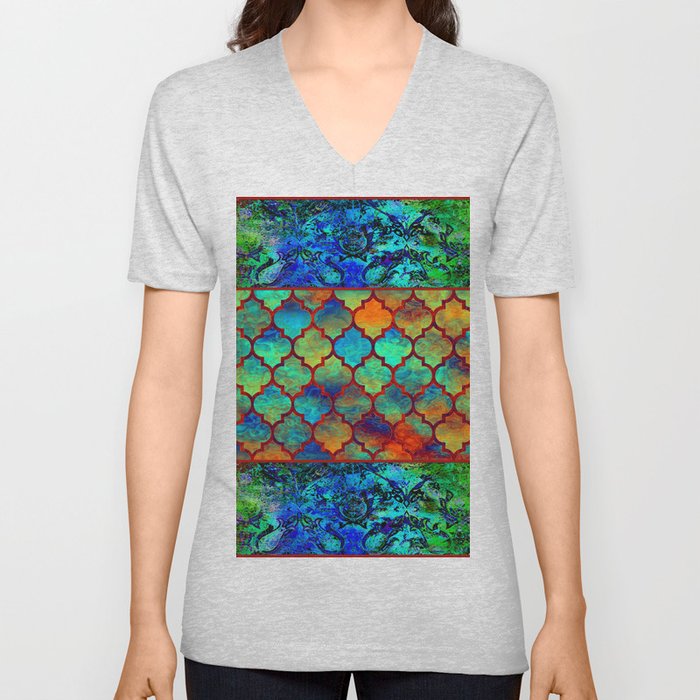 Bohemian hippy colorful country design V Neck T Shirt