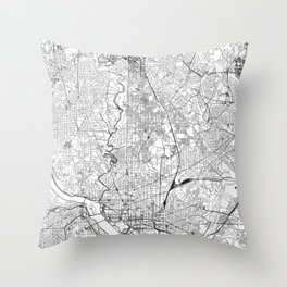 Washington D.C. White Map Throw Pillow