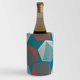 Mid-Century Modern Hexagonal Shapes Pattern - Green and Red Wine Chiller