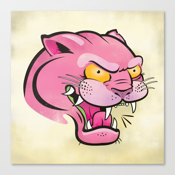 Pink Panther Tattoo Flash Canvas Print