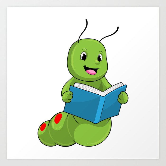 Caterpillar at Reading with Book Art Print