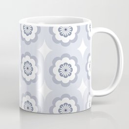 Scandinavian Retro Flower Pattern #5 Blue Gray Coffee Mug