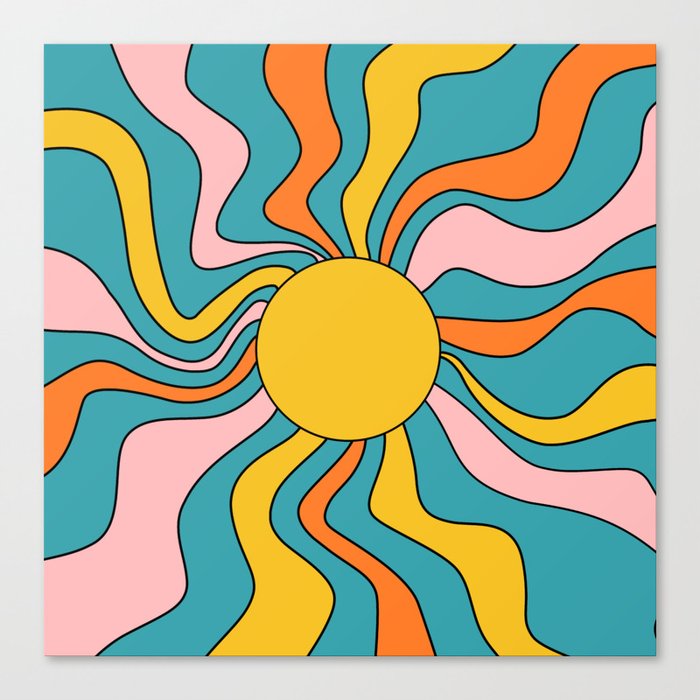 70s Retro Rays of Sunshine Canvas Print