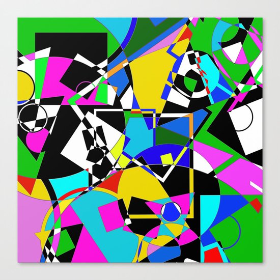 Colour Pieces - Geometric, eclectic, colourful, random pattern of shapes Canvas Print