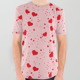 Valentine’s Hearts - Pink All Over Graphic Tee