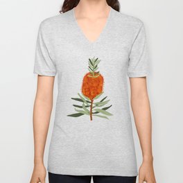 Bottlebrush Flower - White V Neck T Shirt