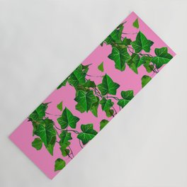 GREEN IVY HANGING LEAVES & VINES ON PINK Yoga Mat