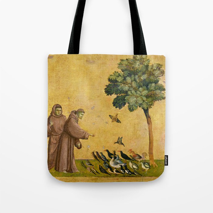 Saint Francis of Assisi Preaching to the Birds by Giotto Tote Bag