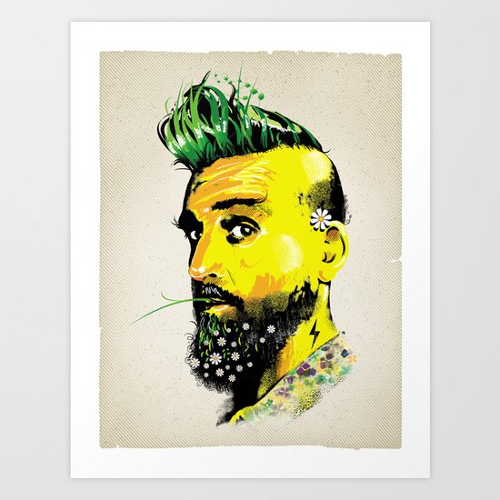GREEN BEARD Art Print