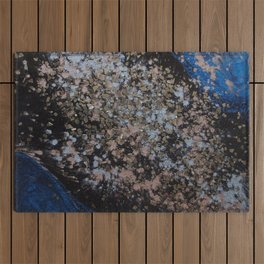 Abstract Pink and Black Galaxy Outdoor Rug