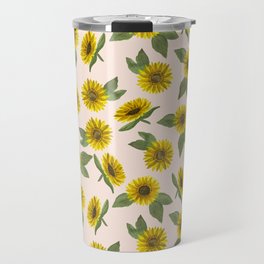 Sunflower Watercolor Pattern Travel Mug