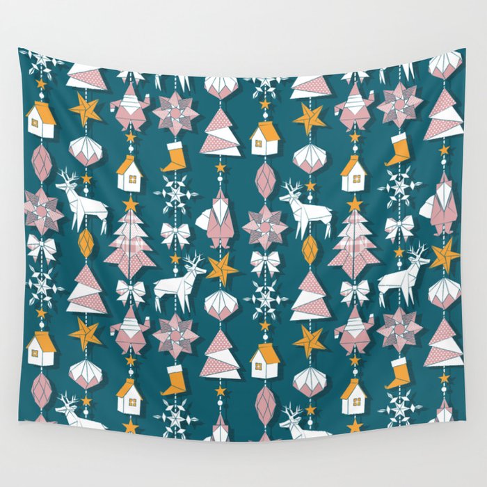 Origami Christmas Dream Catcher Wall Tapestry