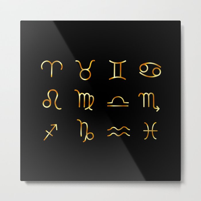 Zodiac constellations symbols in gold Metal Print