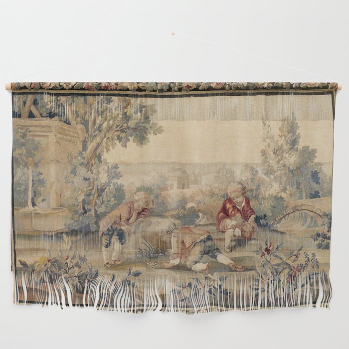 Aubusson  Antique French Tapestry Print Wall Hanging