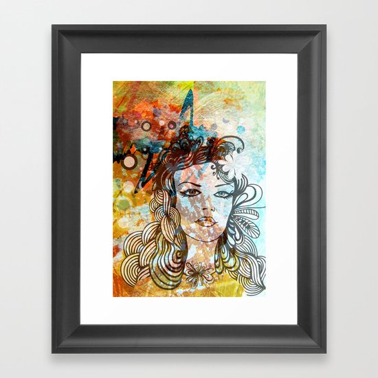 floral girl Framed Art Print