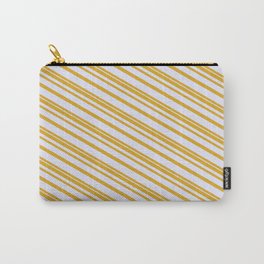 [ Thumbnail: Goldenrod & Lavender Colored Lined/Striped Pattern Carry-All Pouch ]