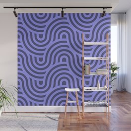 Very Peri Color Waves Lines pattern Graphic Design Wall Mural