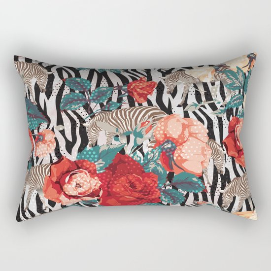 Pattern flowers-animals Rectangular Pillow