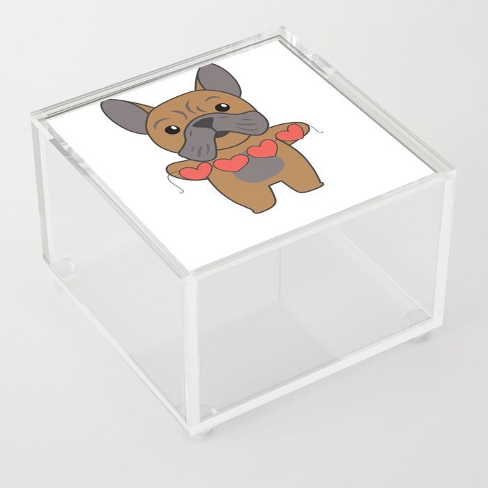 Bulldog For Valentine's Day Cute Animals With Acrylic Box