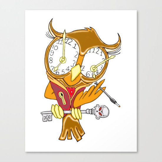 Whimsical Steampunk Owl Canvas Print