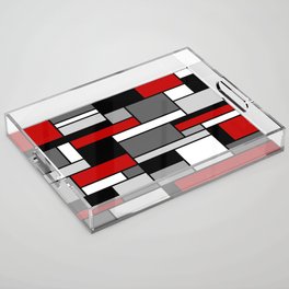 Mid Century Modern Color Blocks in Red, Gray, Black and White Acrylic Tray