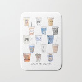 Coffees of New York Bath Mat | Acrylic, Painting, Watercolor, Pop Art, Pattern, Coffee, Nyc, Newyork, Digital, Ink 