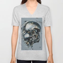 I guess you had to be there; headcase; metallic skulls crashing art portrait color photograph / photography V Neck T Shirt