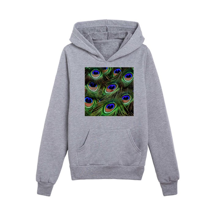 peacock feathers Kids Pullover Hoodie