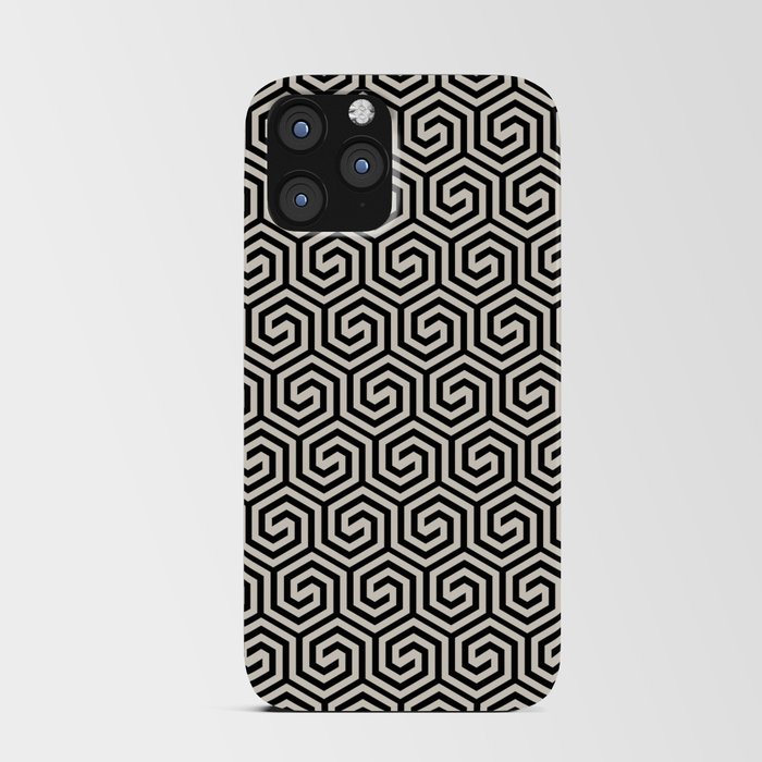 Black and Beige Spiral Tessellation Pattern Pairs DE 2022 Popular Color Crisp Muslin DE6212 iPhone Card Case