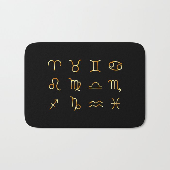 Zodiac constellations symbols in gold Bath Mat