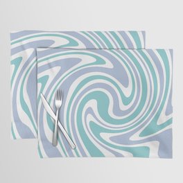 Retro 70s Abstract Swirl Blue Wavy Ocean Pattern Placemat
