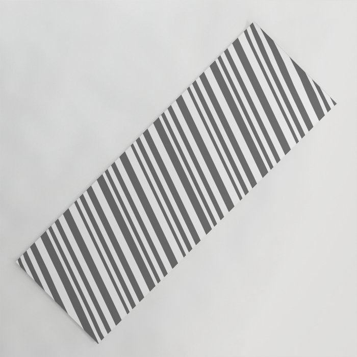 Dim Gray & White Colored Lines/Stripes Pattern Yoga Mat