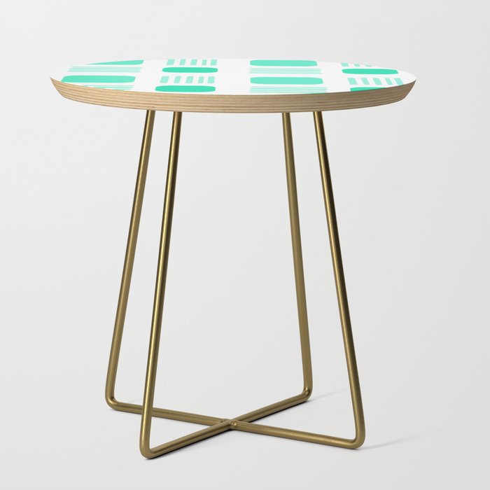 Mid-Century Modern Squares Lines Mono Turquoise Side Table