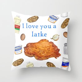 I Love You A Latke Throw Pillow