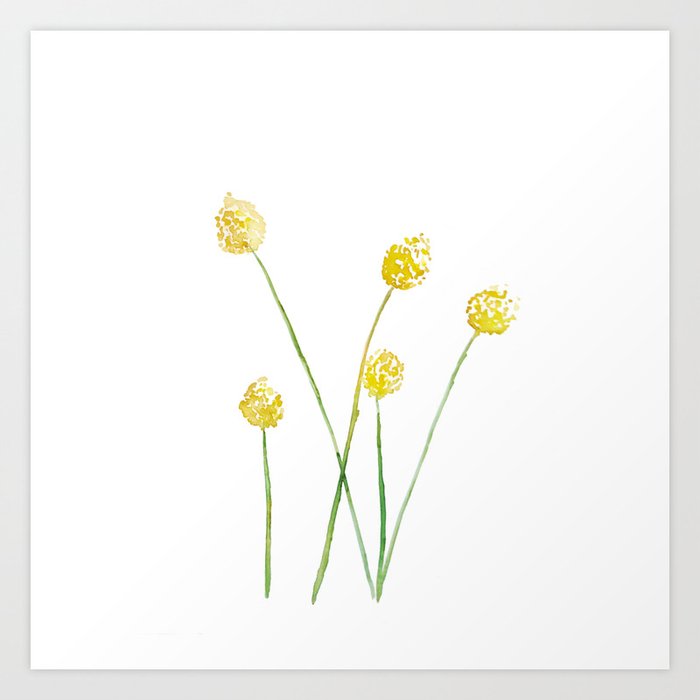 Yellow Billy Button Flowers Art Print By Hand And Hart Designs By Amy Barnhart Society6