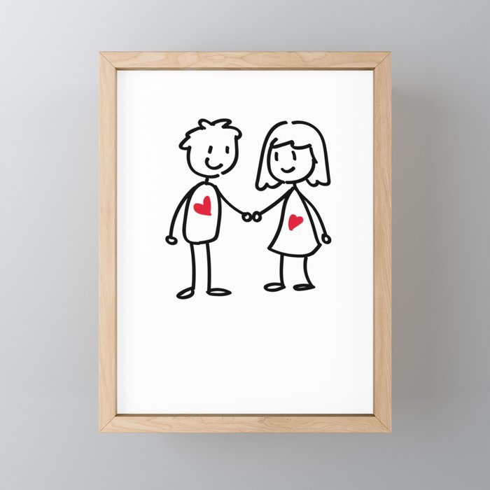 Couple in love gift cute stick figures Mini Art Print by benabten