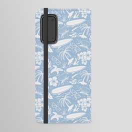 Pale Blue and White Surfing Summer Beach Objects Seamless Pattern Android Wallet Case