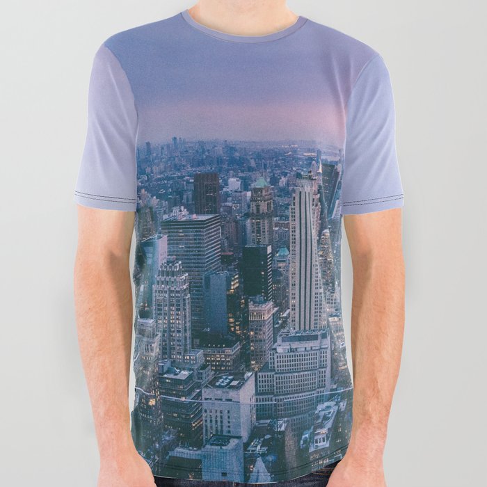 USA Photography - Sunset Over New York City All Over Graphic Tee