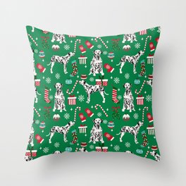 Dalmatian dog breed christmas holiday presents candy canes dalmatians dogs Throw Pillow