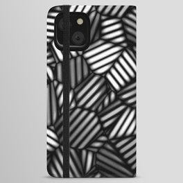 Grayscale Leaves Pattern iPhone Wallet Case