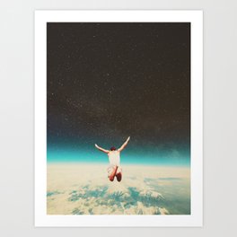 Falling with a hidden smile Art Print