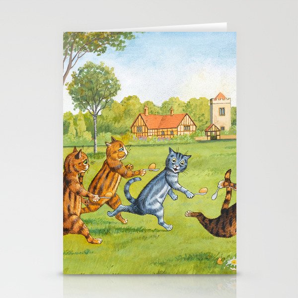 Egg and Spoon Race by Louis Wain Stationery Cards