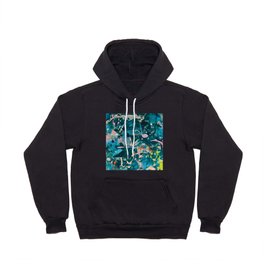 A Cause for Celebration: a colorful abstract design in blue, tan, and neon green by Alyssa Hamilton Art Hoody