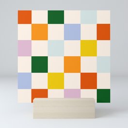 Retro Rainbow Checkerboard  Mini Art Print