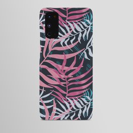 Tropical summer textured abstract vibrant pink leaf pattern design Android Case