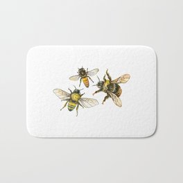 Three Bees Bath Mat | Painting, Scienceillustration, Watercolor, Wings, Bees, Yellow, Nature, Insects, Illustration, Wildlife 