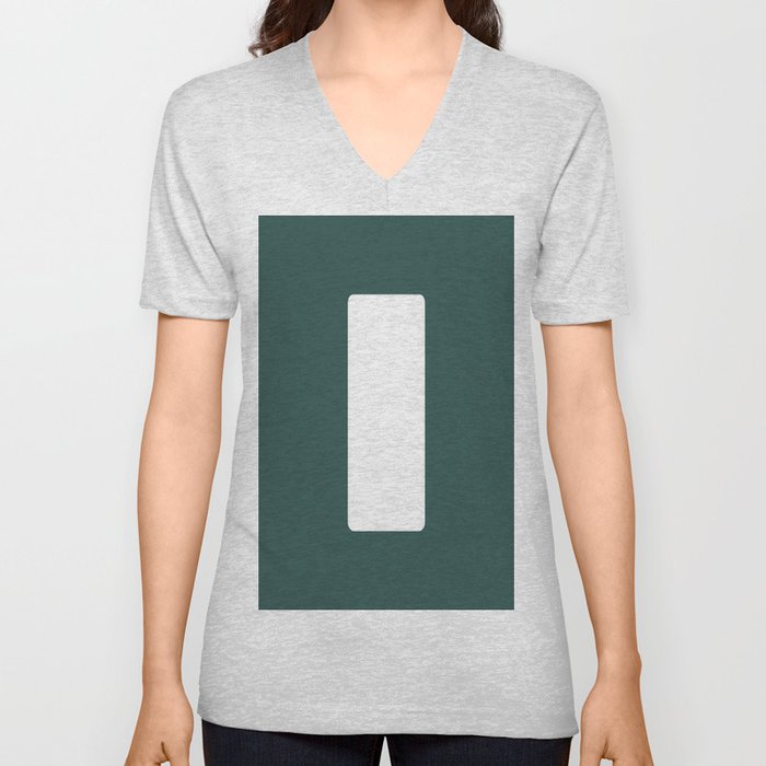I (White & Dark Green Letter) V Neck T Shirt