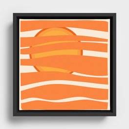 Seeker - Orange Colourful Minimalistic Retro Art Pattern Design Framed Canvas