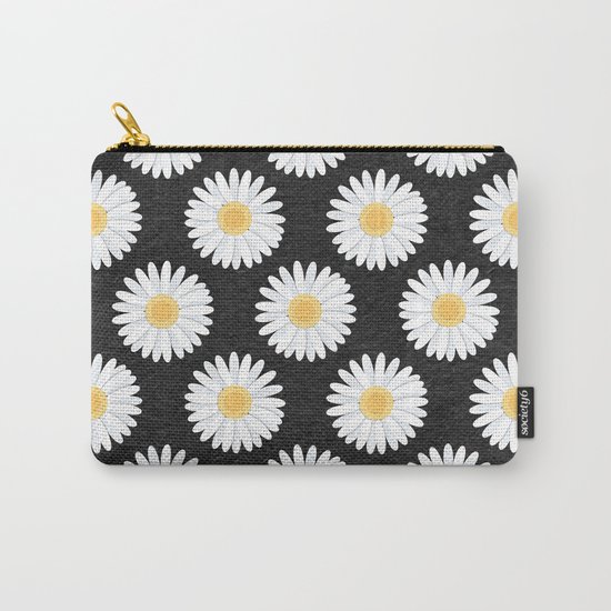 Spring Daisies_Black Carry-All Pouch